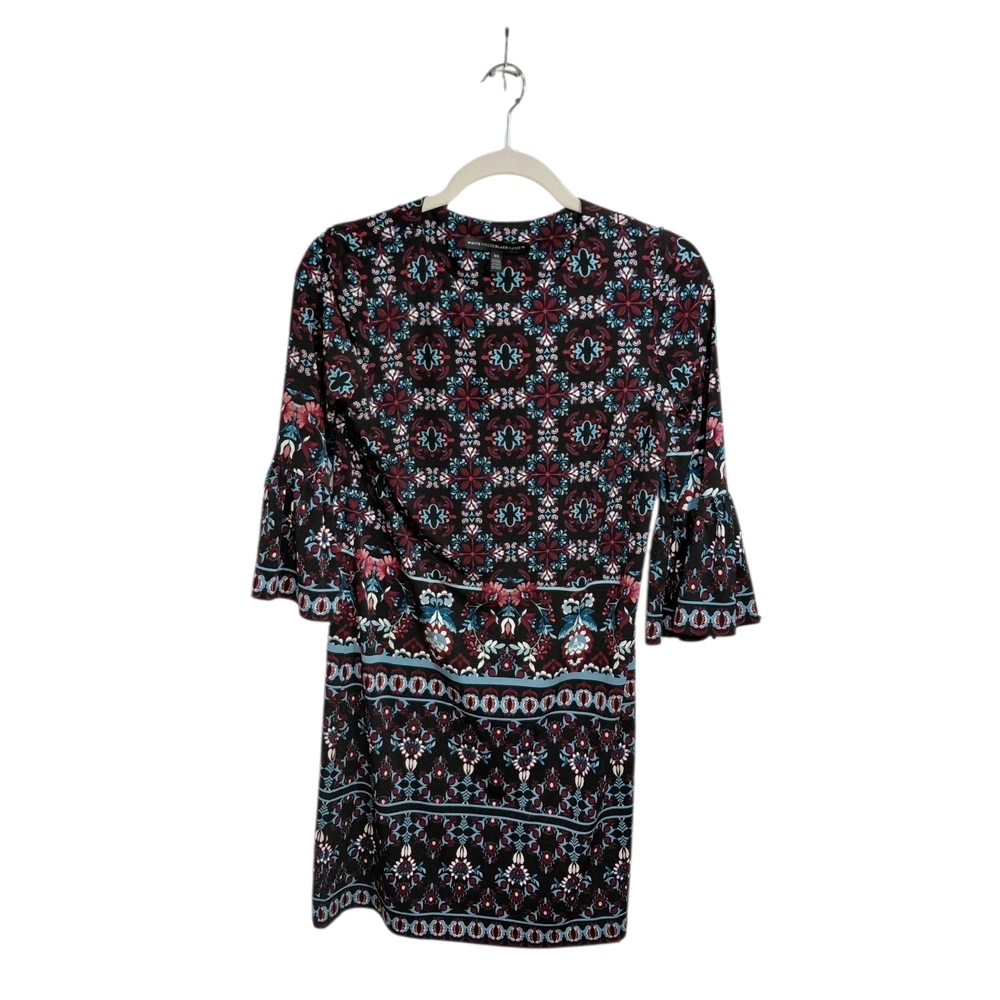 White House Black Market Black Floral Long Sleeve Dress